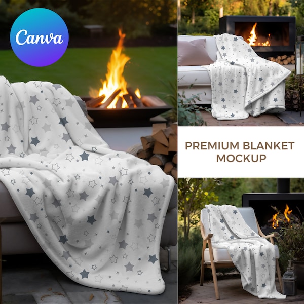 Premium Blanket Mockups | Fleece, Sherpa, Velveteen Plush, Minky Blanket | Mockup Bundles | Canva Mockup | Drag and Drop Mockups | Garden