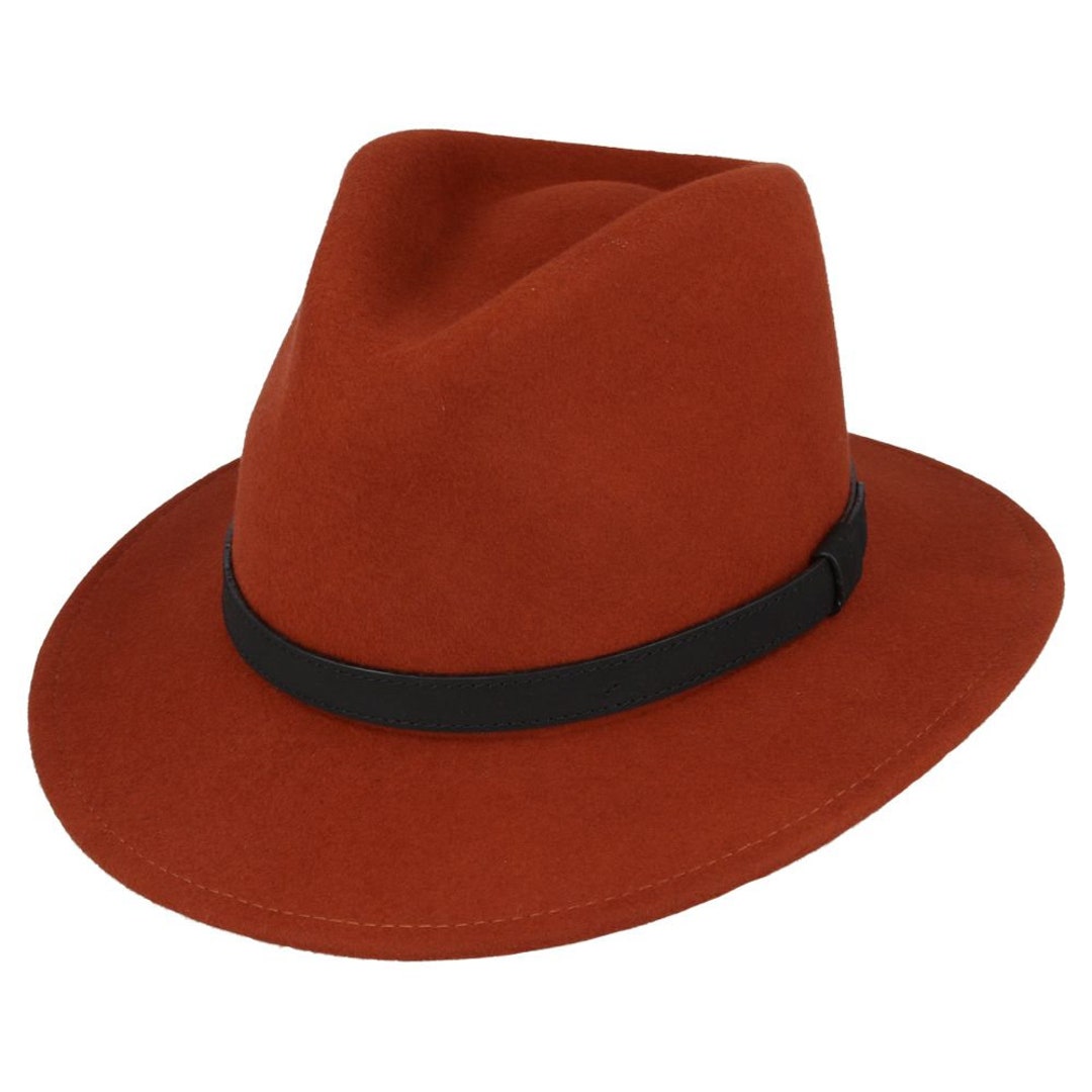 Orange Fedora Hat Foldable Fedora Hat for Men and Women High Crown Wide
