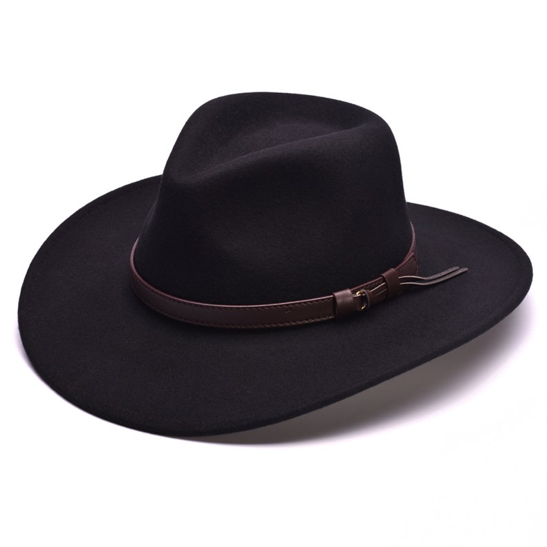 Cowboy Hat Wool Felt Teardrop Cowboy Hat Men Wide Brim Cowboy - Etsy