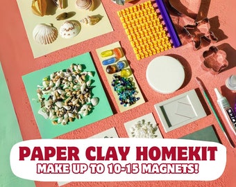 Paperclay Home Kit, Paperclay diy, Shell diy, air clay bundle, pottery starter kit, make your own clay, diy clay magnet, diy magnet, diy set
