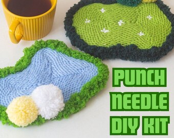 DIY punch needle kit Punch needle Beginner punch needle coaster diy Punch needle rug kit starter kit Punch needle bundle DIY gift idea