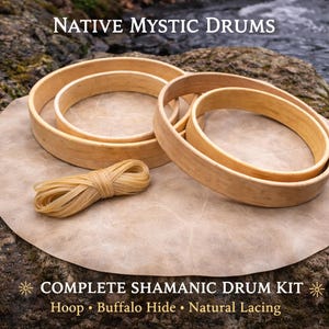 Shamanic Drum Kit - Native American drum kit - Wooden Frame with Lacing and animal hide - Deep Sound Healing Drum