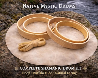 Shamanic Drum Kit - Native American drum kit - Wooden Frame with Lacing and animal hide - Deep Sound Healing Drum