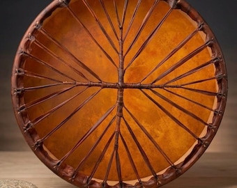 20” Shamanic Drum | Handcrafted Willow Wood Bison Hide Frame | Deep Resonant Sound (Drumbeater Included))
