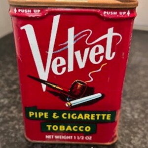 Vintage Velvet Pipe & Cigarette Tobacco Tin
