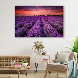 Lavender Gardens Tempered Glass Wall Art, Modern Wall Decor, House Warming Gift, Interior Design Ideas, Wall Hangings, Large Glass Print
