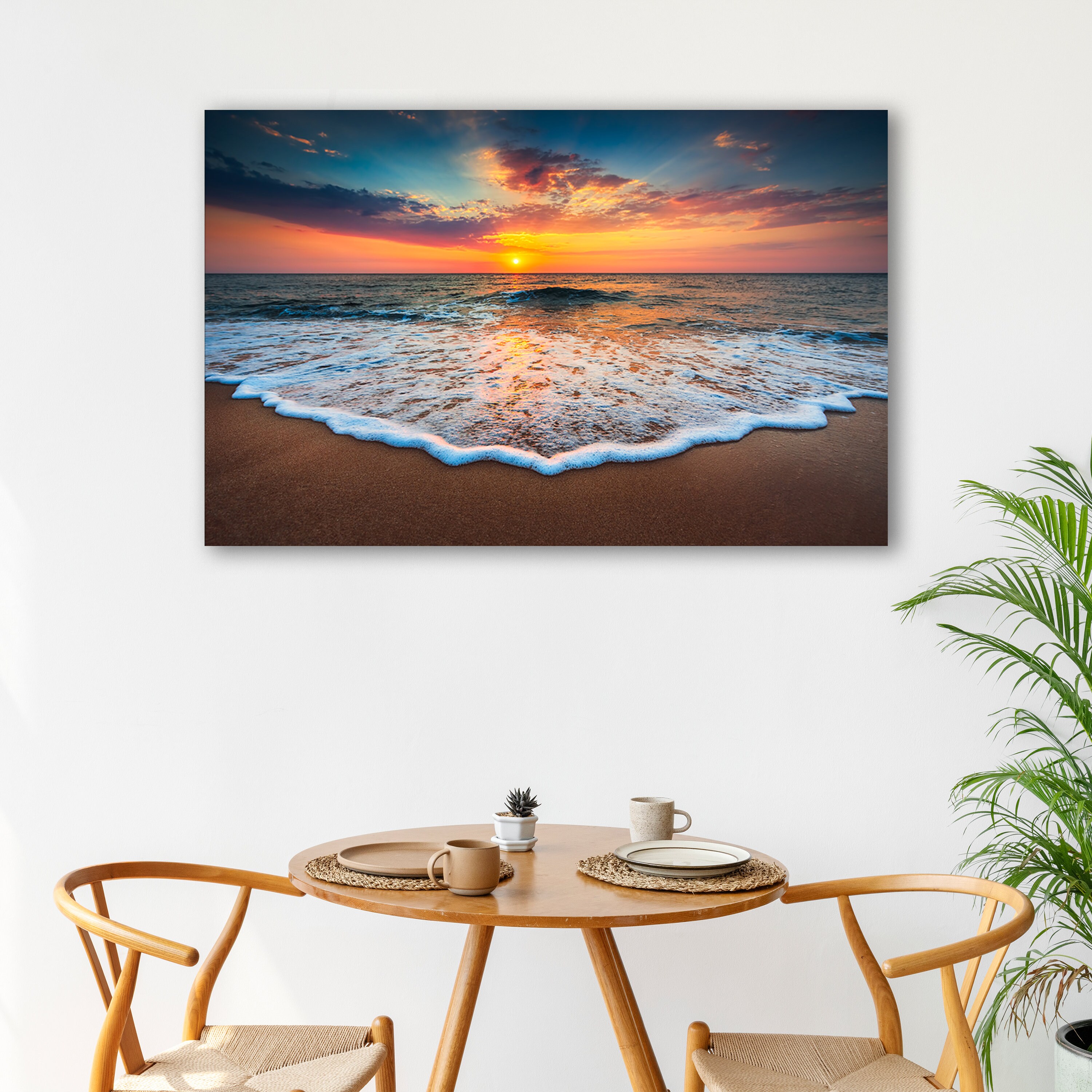 Sunset Water Waves Tempered Glass Wall Art Glass Poster Etsy