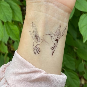 Hummingbird Temporary Tattoos | Hummingbird Tattoo | Fine Line Tattoo | Hummingbird Tattoo Design | Hummingbird Gift | Pair of Hummingbirds
