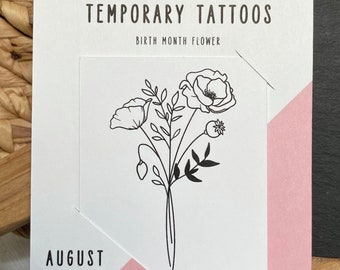 Choose Your Month Birth Flower Temporary Tattoo | Flower Tattoo | Birth Flower Tattoo | Fake Tattoo | Tattoo Design | Mothers Day Gift