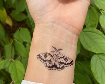 Luna Moth Temporary Tattoos | Butterfly Tattoos | Moth Tattoo | Polyphemus Moth Temporary Tattoo | Nature Tattoo | Nature Lover Gift |