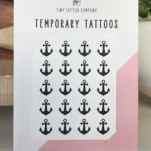 Tiny Anchor Temporary Tattoo | Set of 20 | Fake Tattoo | Finger Tattoo | Dainty Tattoo | Minimalist Tattoo | Small Anchors