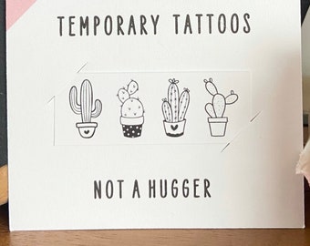 Tiny Cactus Temporary Tattoos | Funny Gift for Friend | Matching Tattoos | Fake Tattoo