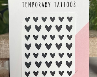 Tiny Heart Temporary Tattoo | Set of 39 | Small Heart Tattoo | Finger Tattoo | Dainty Tattoo | Minimalist Tattoo |