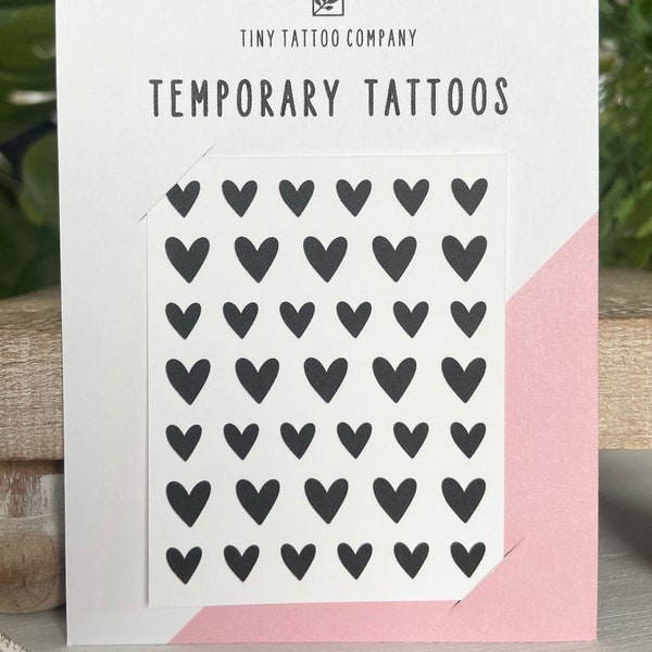 Tiny Heart Temporary Tattoo | Set of 39 | Small Heart Tattoo | Finger Tattoo | Dainty Tattoo | Minimalist Tattoo |