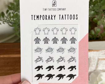 Turtle Temporary Tattoos | Set of 26 | 6 Designs | Turtle Tattoo | Dainty Tattoo | Minimalistic Tattoo | Turtle Tattoo Design | Turtle Favor