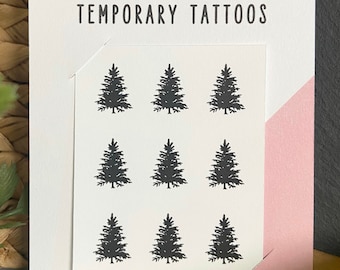 Pine Tree Temporary Tattoos | Set of 9 | Fake Tattoo | Dainty Tattoo | Minimalist Tattoo