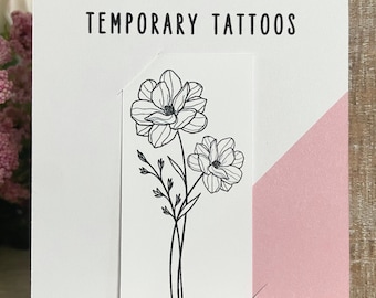 Flower Temporary Tattoo | Set of 2 | Magnolia | Floral Tattoo | Flower Tattoo | Fake Tattoo