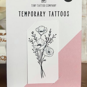 Flower Temporary Tattoo | Set of 2 | Poppy | Floral Tattoo | Flower Tattoo | Fake Tattoo