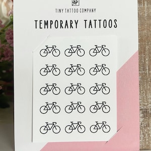 Tiny Bicycle Temporary Tattoo | Set of 15 | Fake Tattoo | Bike | Dainty Tattoo | Minimalist Tattoo | Team Gift