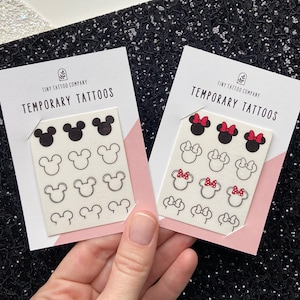 Minimalist Mickey and Minnie Mouse Tattoos | Disney Tattoo | Mickey Mouse Outline | Disney Lover | Disney World Must Have | Temporary Tattoo