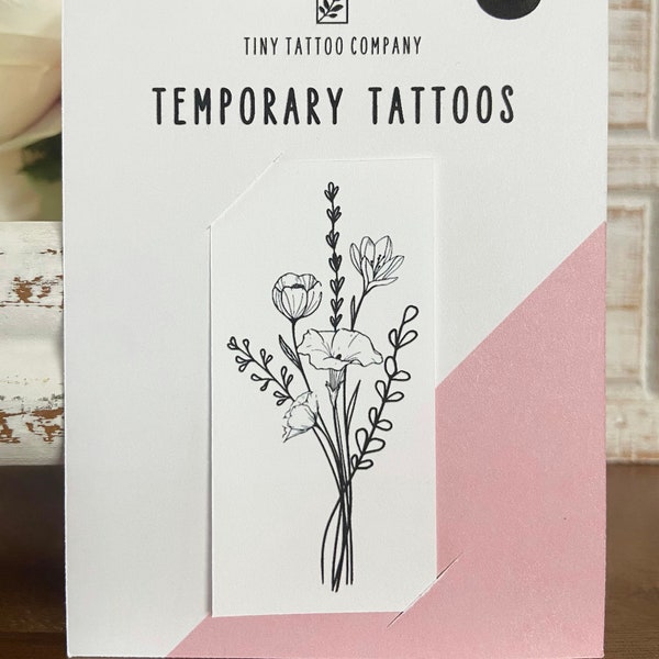 Flower Temporary Tattoo | Set of 2 | Morning Glory | Crocus Flower | Floral Tattoo | Flower Tattoo | Fake Tattoo