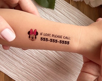 Child Safety Temporary Tattoo | Emergency Contact Temporary Tattoos | Safety ID Tattoos | Disneyworld Must Have | Disneyland Must Have
