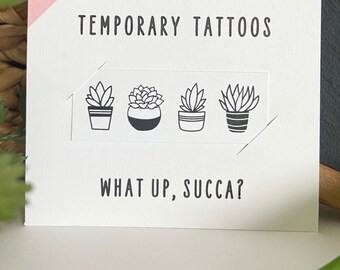 Succulent Temporary Tattoos | Funny Gift for Friend | Matching Tattoos | Fake Tattoo