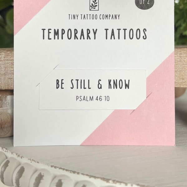 Be Still and Know Temporary Tattoo | Set of 2 | Psalm 46:10 | Christian Gift | Scripture Memorization | Bible Verse Tattoo | Religious