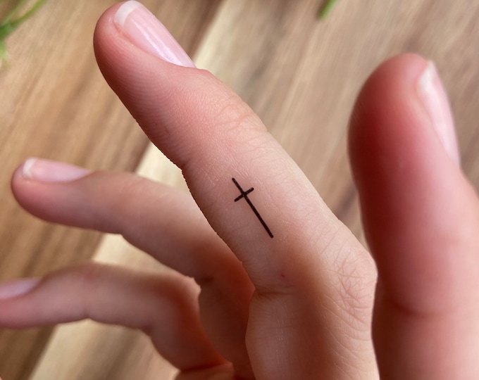 Tiny Cross Temporary Tattoo Set of 24 Christian Gift Christian Temporary Tattoo Faith Tattoo