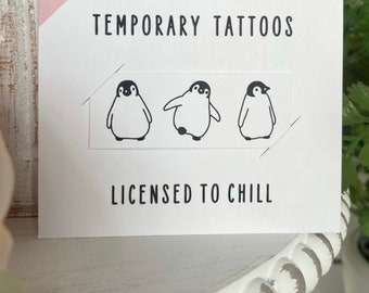 Cute Penguin Temporary Tattoos | Funny Gift for Friend | Gift for kids | Matching Tattoos | Fake Tattoo