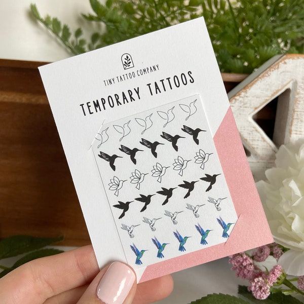 Dainty Hummingbird Temporary Tattoos | Set of 30, 6 Designs