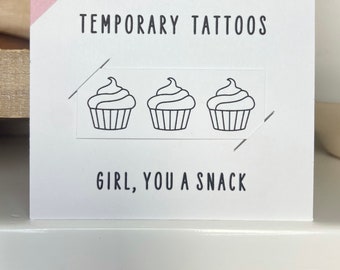 Tiny Cupcake Temporary Tattoos | Funny Gift for Friend | Matching Tattoos | Fake Tattoo