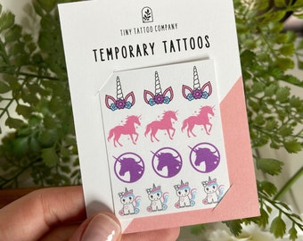 Unicorn Temporary Tattoos | Unicorn Party Favors | Gift for Girls | Gift for Toddler | Fake Tattoos | Gift for 5 Year Old | Small Gift