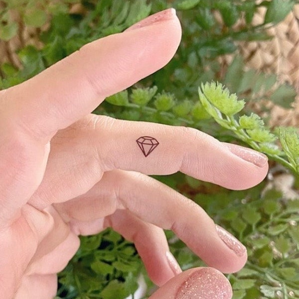 Tiny Diamond Temporary Tattoo | Set of 27 | Finger Tattoo | Bachelorette Party Temporary Tattoos | Minimalist Tattoo | Diamond Tattoos