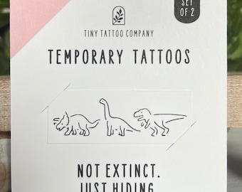 Tatouages temporaires drôles de dinosaure | Cadeau amusant pour un ami | Cadeau pour les enfants | Tatouages assortis | Faux tatouage