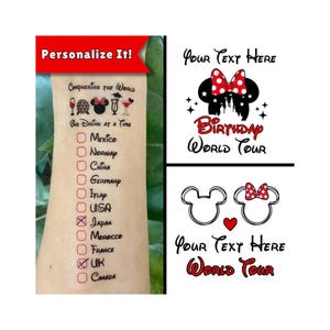 Disney Drink Around the World Tattoo | Custom Birthday Disney Temporary Tattoo | EPCOT Tattoos | Disney World Must Have | Disney Accessories