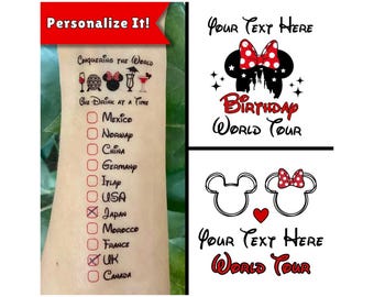 Disney Drink Around the World Tattoo | Custom Birthday Disney Temporary Tattoo | EPCOT Tattoos | Disney World Must Have | Disney Accessories