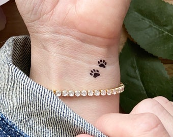 Paw Print Temporary Tattoos | Set of 16 | Dog Paw Temporary Tattoo | Minimalist Pet Tattoo | Paw Print Tattoo | Paw Print | Pet Remembrance