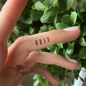 Word Set Temporary Tattoos | Grit | Brave | Courage | Tenacity | Fearless | Strength | Affirmation | Minimalist Tattoo | Dainty Tattoo