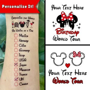 Disney Drink Around the World Tattoos | Custom Birthday Disney Temporary Tattoo | EPCOT Tattoos | Disneyworld Must Have | Disney Accessories