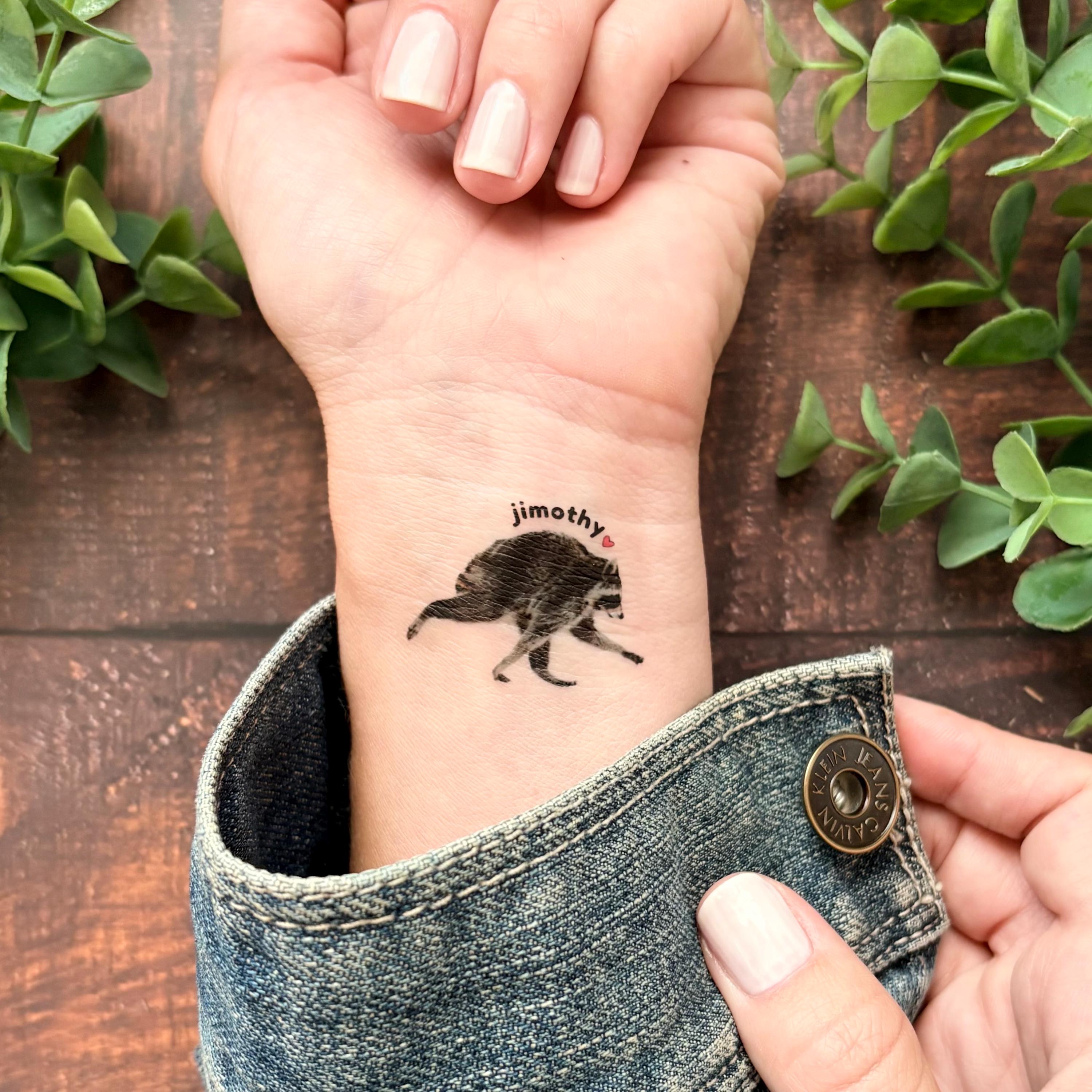 Jimothy Tattoos Set of 2 Temporary Tattoos Jimothy the Raccoon Gift