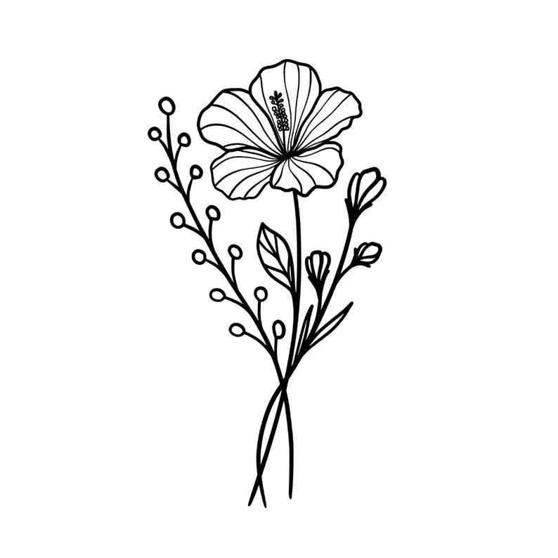 Flower Temporary Tattoo Set of 2 Hibiscus Floral Tattoo Flower Tattoo