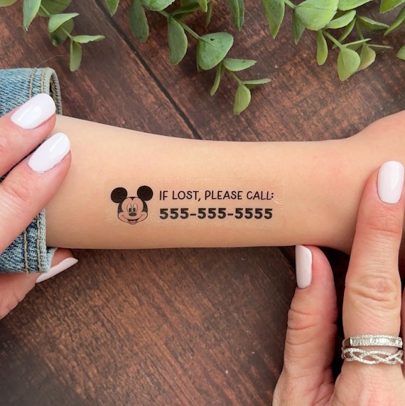 Child Safety Temporary Tattoo with Phone Number | Personalized Emergency Contact Tattoo for Kids | Travel ID Tattoo | Disney Trip Must Have