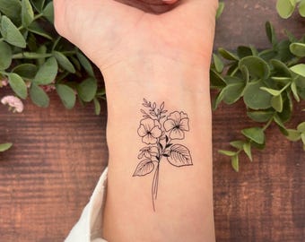 Choose Your Month Birth Flower Temporary Tattoo | Set of 2 | Flower Tattoo | Birth Flower Tattoo | Fake Tattoo | Tattoo Design | Mothers Day