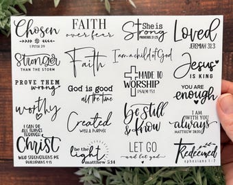 Beautiful Bible Verse Temporary Tattoo Set | Christian Gift | Scripture Memorization | Bible Verse Tattoo | Christian Gift for Teenage Girl