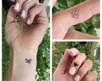 Tiny Butterfly Temporary Tattoos | Set of 29 | 6 Designs | Butterfly Tattoo | Dainty Tattoo | Minimalistic Tattoo | Moth Tattoo |