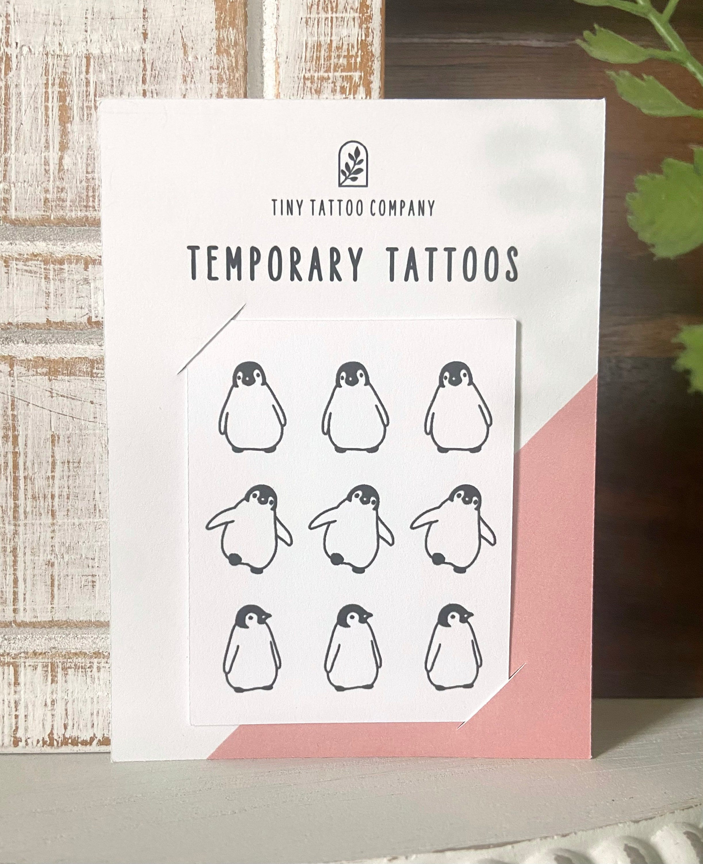 Cute Penguin Temporary Tattoos | Set of 9 | Funny Gift for Friend | Gift for kids | Matching Tattoos | Fake Tattoo
