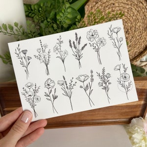 Wildflower Bundle Temporary Tattoos | Flower Tattoo | Birth Flower Tattoo | Wildflower Tattoo | Stocking Stuffer | Temporary Tattoo Women
