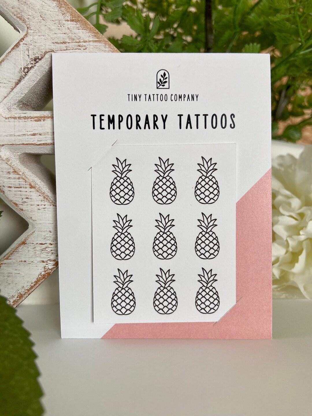 Pineapple Temporary Tattoos | Set of 9 | Fine Line Tattoo | Summer ...