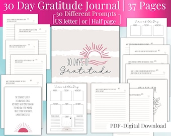 Gratitude Journal, Printable Gratitude Journal, Self care Journal, Mindfulness Journal, Daily Gratitude, Gift for mom, gratitude, pdf file